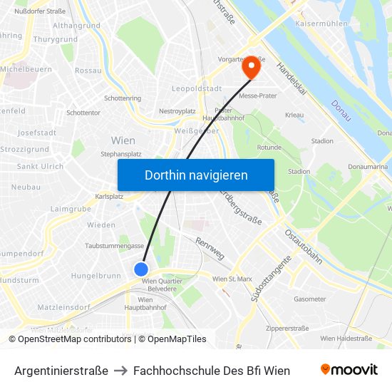 Argentinierstraße to Fachhochschule Des Bfi Wien map