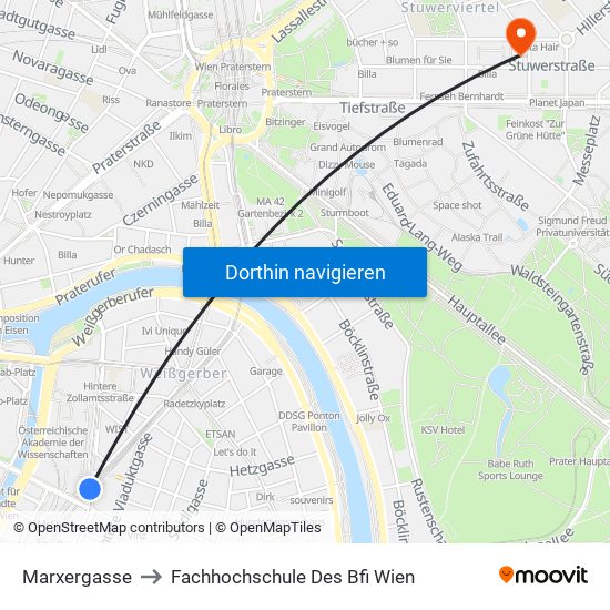 Marxergasse to Fachhochschule Des Bfi Wien map