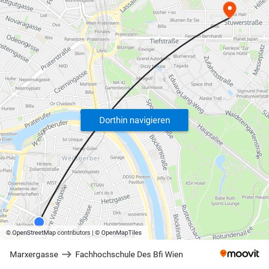 Marxergasse to Fachhochschule Des Bfi Wien map
