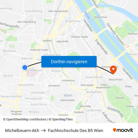 Michelbeuern-Akh to Fachhochschule Des Bfi Wien map