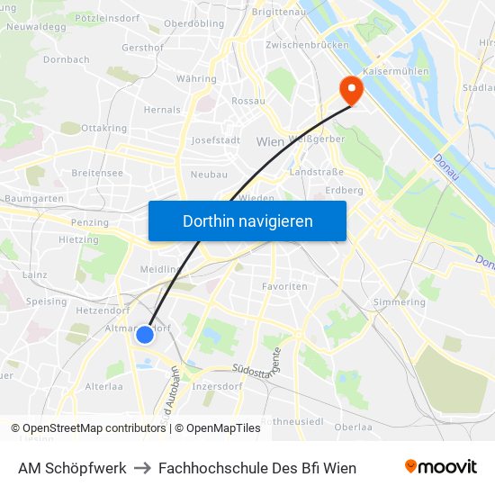 AM Schöpfwerk to Fachhochschule Des Bfi Wien map