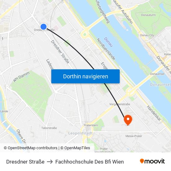 Dresdner Straße to Fachhochschule Des Bfi Wien map