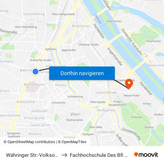 Währinger Str.-Volksoper to Fachhochschule Des Bfi Wien map