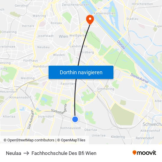 Neulaa to Fachhochschule Des Bfi Wien map