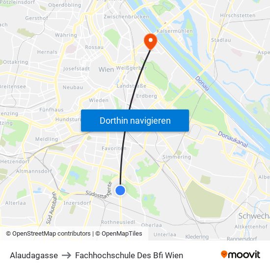Alaudagasse to Fachhochschule Des Bfi Wien map