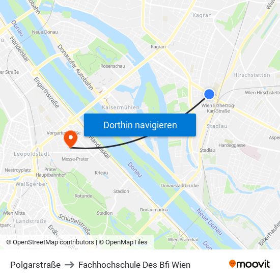 Polgarstraße to Fachhochschule Des Bfi Wien map