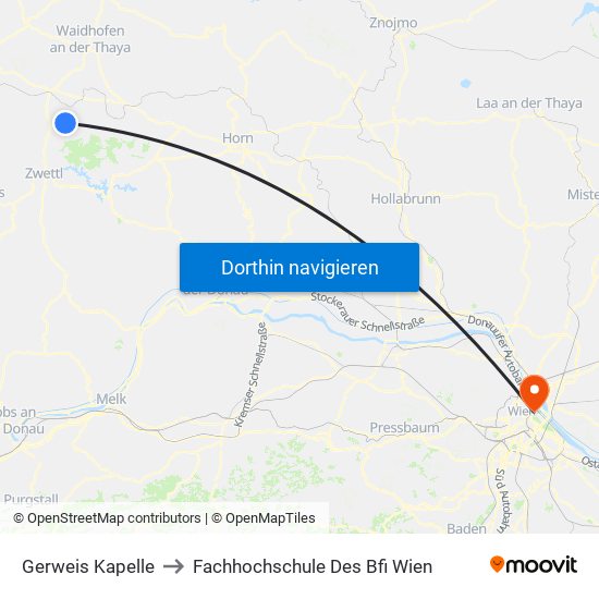 Gerweis Kapelle to Fachhochschule Des Bfi Wien map