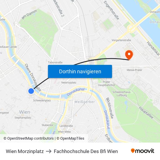 Wien Morzinplatz to Fachhochschule Des Bfi Wien map