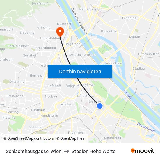 Schlachthausgasse, Wien to Stadion Hohe Warte map