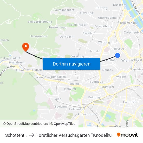 Schottentor to Forstlicher Versuchsgarten ""Knödelhütte"" map