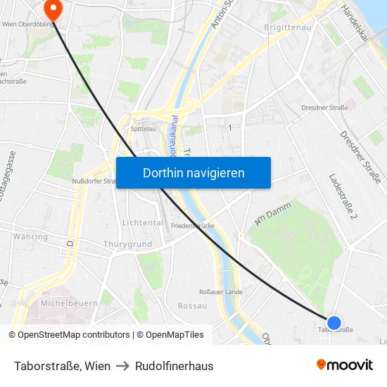 Taborstraße, Wien to Rudolfinerhaus map