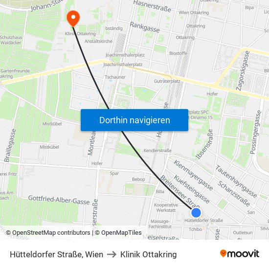 Hütteldorfer Straße, Wien to Klinik Ottakring map