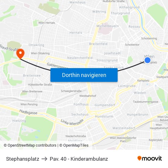Stephansplatz to Pav. 40 - Kinderambulanz map