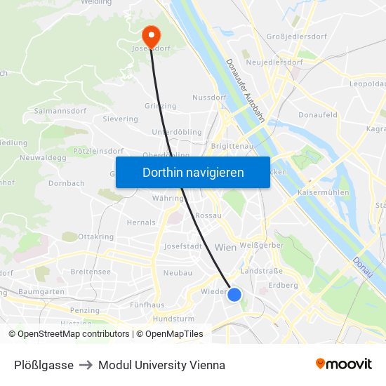 Plößlgasse to Modul University Vienna map