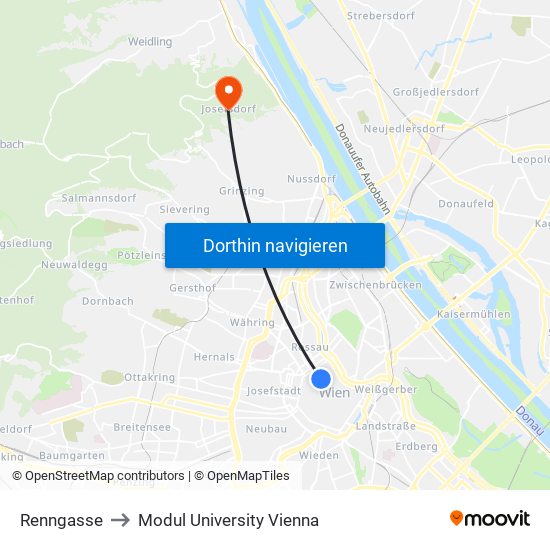 Renngasse to Modul University Vienna map