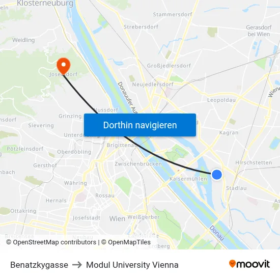 Benatzkygasse to Modul University Vienna map