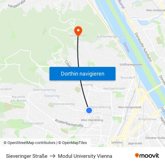 Sieveringer Straße to Modul University Vienna map