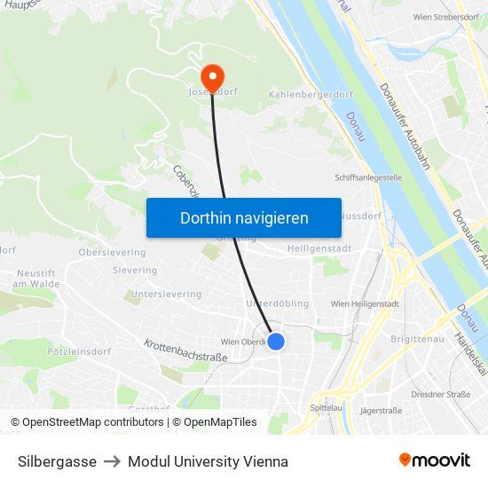 Silbergasse to Modul University Vienna map