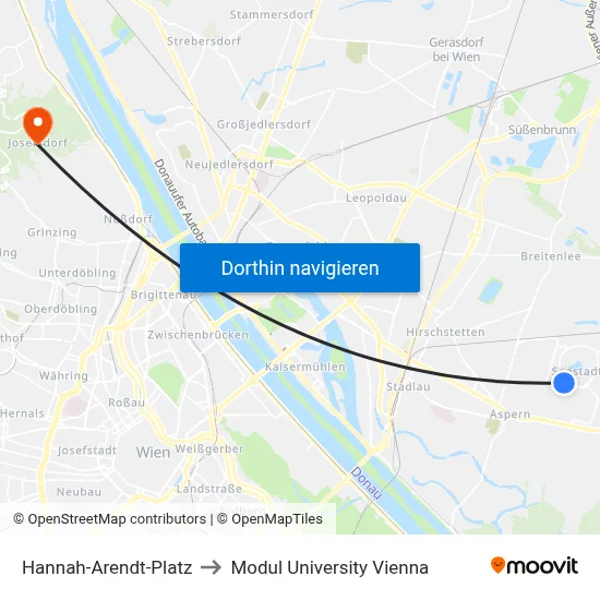 Hannah-Arendt-Platz to Modul University Vienna map