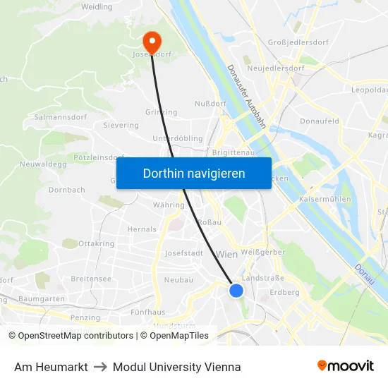 Am Heumarkt to Modul University Vienna map