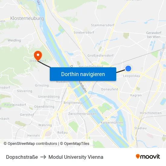 Dopschstraße to Modul University Vienna map
