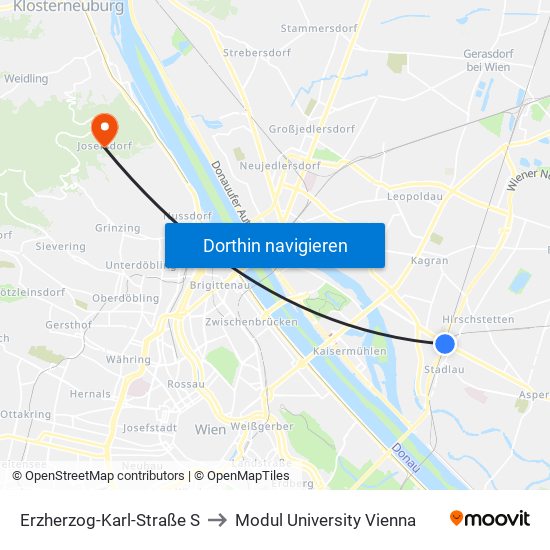 Erzherzog-Karl-Straße S to Modul University Vienna map
