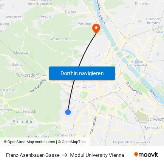 Franz-Asenbauer-Gasse to Modul University Vienna map