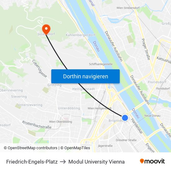 Friedrich-Engels-Platz to Modul University Vienna map