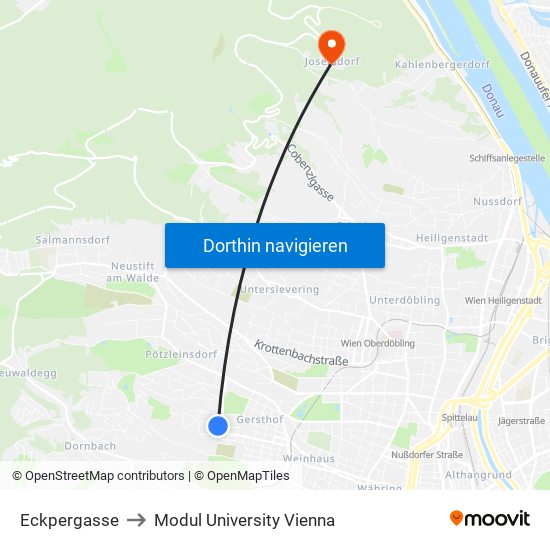 Eckpergasse to Modul University Vienna map