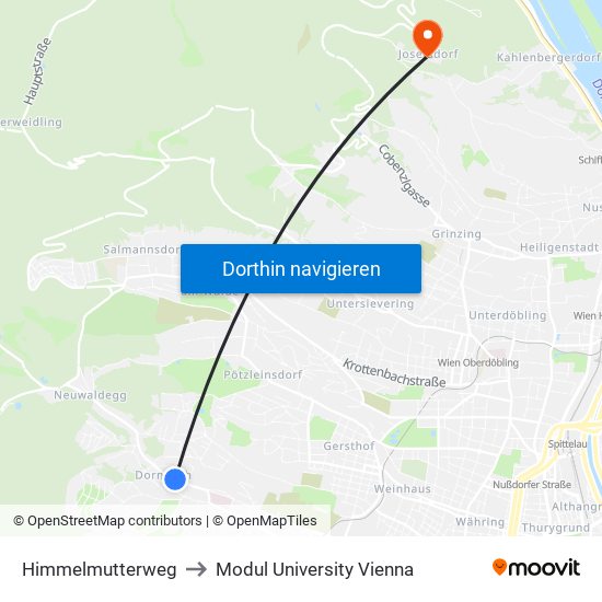 Himmelmutterweg to Modul University Vienna map