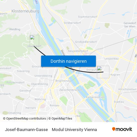 Josef-Baumann-Gasse to Modul University Vienna map
