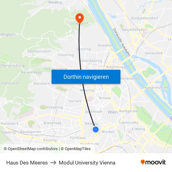 Haus Des Meeres to Modul University Vienna map