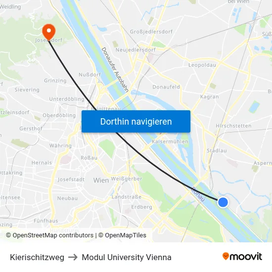 Kierischitzweg to Modul University Vienna map