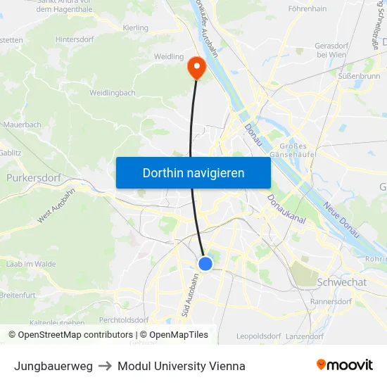 Jungbauerweg to Modul University Vienna map