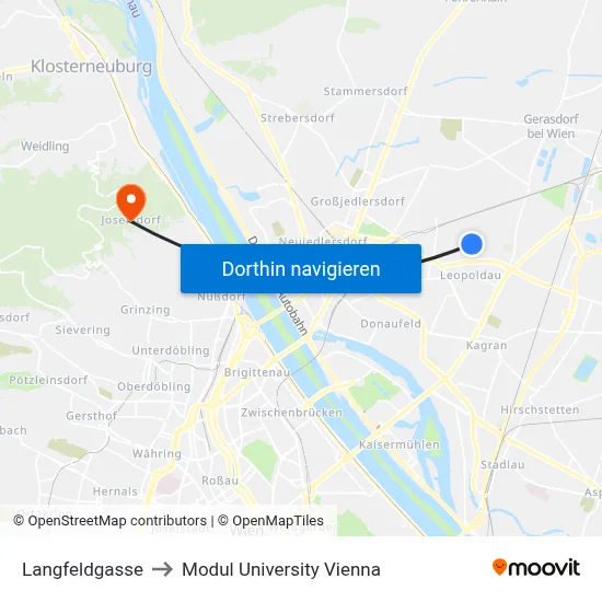 Langfeldgasse to Modul University Vienna map
