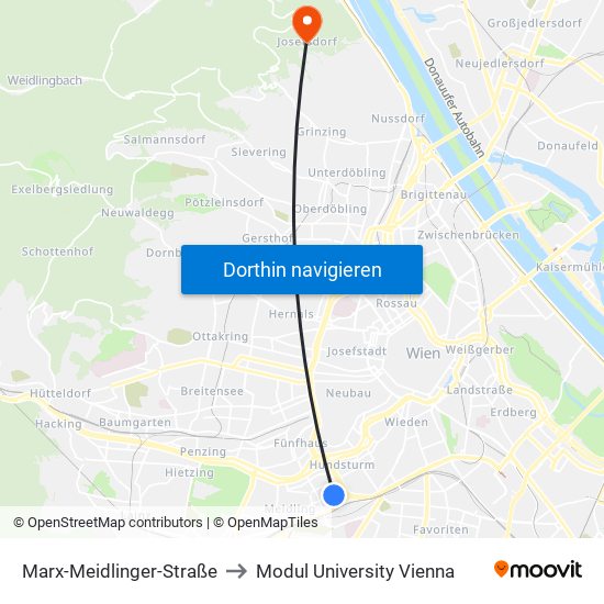 Marx-Meidlinger-Straße to Modul University Vienna map