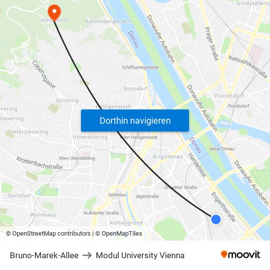 Bruno-Marek-Allee to Modul University Vienna map