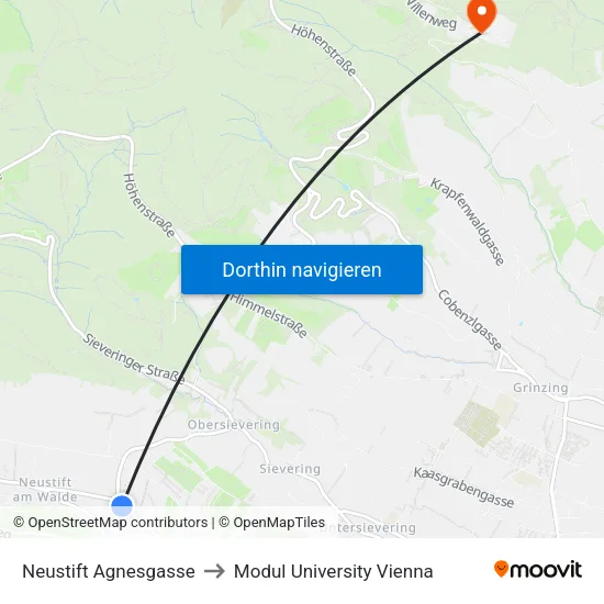 Neustift Agnesgasse to Modul University Vienna map