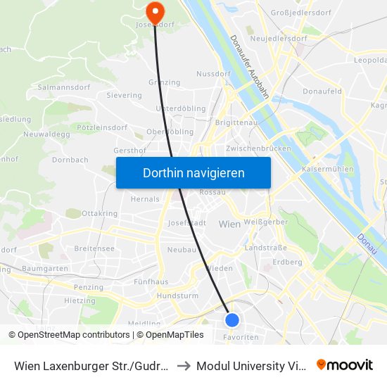 Wien Laxenburger Str./Gudrunstr. to Modul University Vienna map
