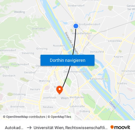 Autokaderstraße to Universität Wien, Rechtswissenschaftliche Fakultät (Juridicum) map