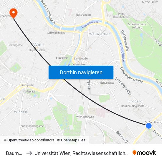 Baumgasse to Universität Wien, Rechtswissenschaftliche Fakultät (Juridicum) map