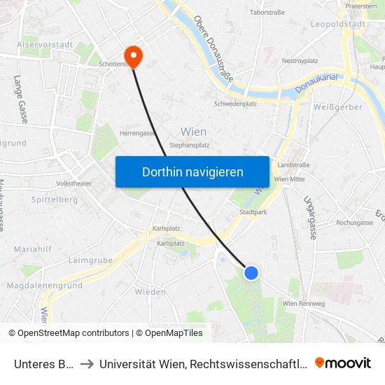 Unteres Belvedere to Universität Wien, Rechtswissenschaftliche Fakultät (Juridicum) map