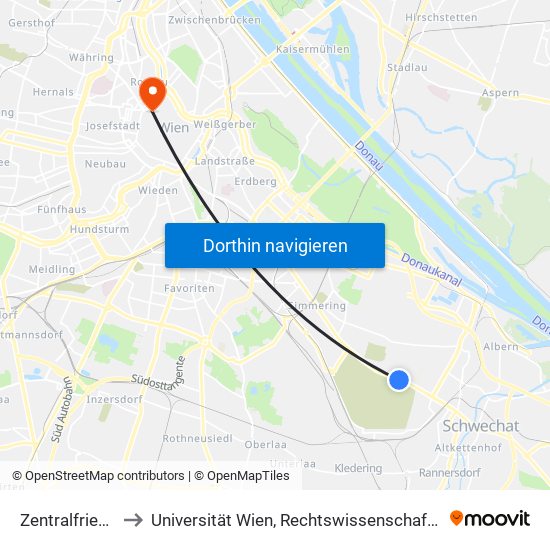 Zentralfriedhof 3.Tor to Universität Wien, Rechtswissenschaftliche Fakultät (Juridicum) map