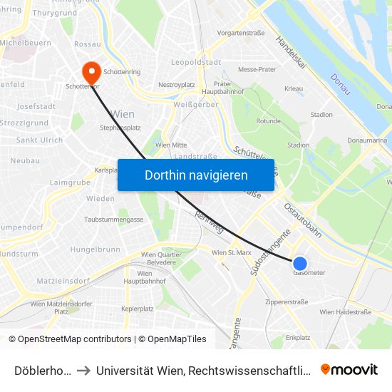 Döblerhofstraße to Universität Wien, Rechtswissenschaftliche Fakultät (Juridicum) map