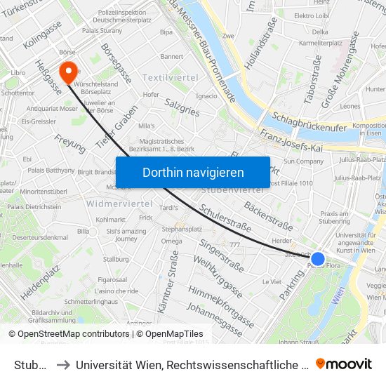 Stubentor to Universität Wien, Rechtswissenschaftliche Fakultät (Juridicum) map