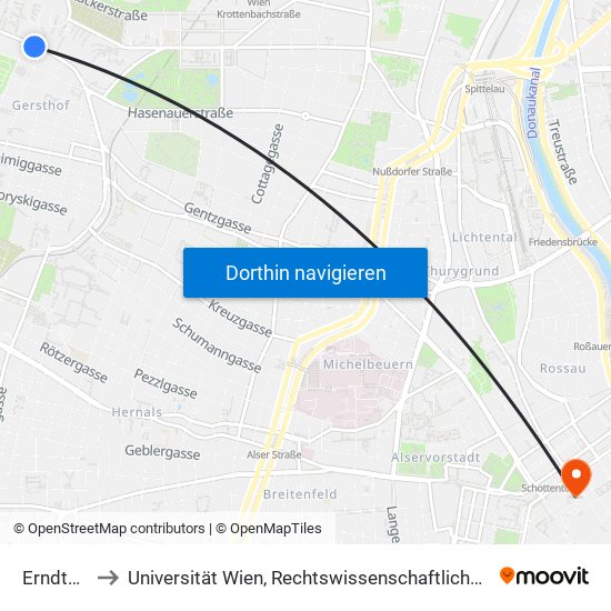 Erndtgasse to Universität Wien, Rechtswissenschaftliche Fakultät (Juridicum) map