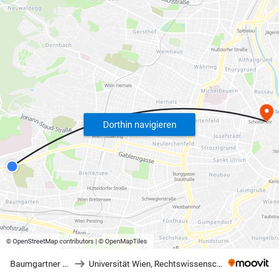 Baumgartner Friedhof 5. Tor to Universität Wien, Rechtswissenschaftliche Fakultät (Juridicum) map