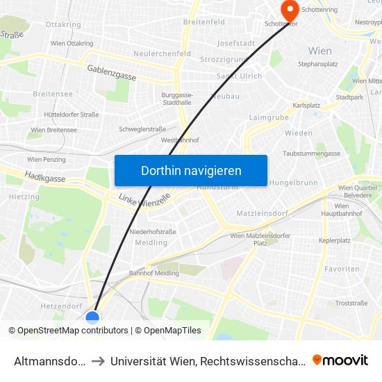 Altmannsdorfer Straße to Universität Wien, Rechtswissenschaftliche Fakultät (Juridicum) map