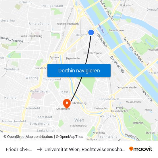 Friedrich-Engels-Platz to Universität Wien, Rechtswissenschaftliche Fakultät (Juridicum) map