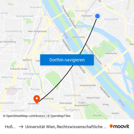 Hoßplatz to Universität Wien, Rechtswissenschaftliche Fakultät (Juridicum) map